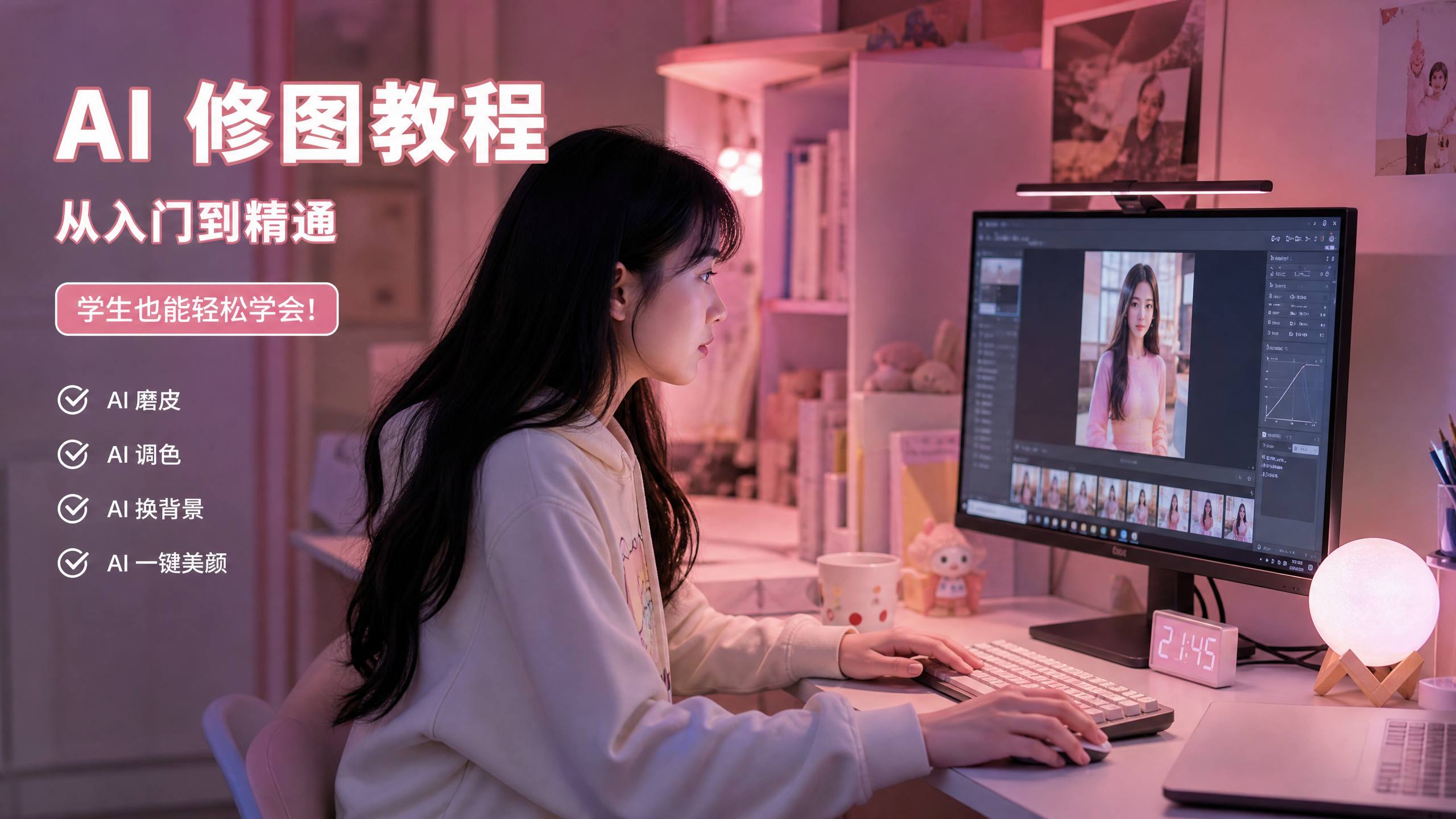 溏心vlog 【溏心vlogAI传媒教程】溏心vlogAI修图与传媒剪辑视频演示，新手也能学会